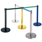 Crowd Control Stainless Steel Retractable Belt Queue Barrier,Stanchion-Flat Base - JACKWIN-Traffic Safety Products Manufacturer in China